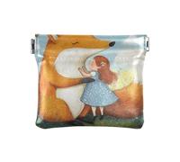 Carino gatto farfalla cortile PU pelle piccola portamonete portatile cosmetici borse per donne ragazze, Fox Little Girl Blu, 1 size, moderno