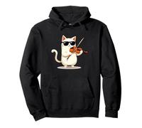 Carino Gatto Indossare Occhiali Da Sole Suonare Violino Viola Felpa con Cappuccio