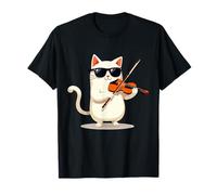 Carino Gatto Indossare Occhiali Da Sole Suonare Violino Viola Maglietta