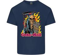 Carino Gatto Infernale Teschio Grim Reaper Halloween Maglietta Bambini