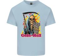 Carino Gatto Infernale Teschio Grim Reaper Halloween Maglietta Bambini