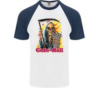 Carino Gatto Infernale Teschio Grim Reaper Halloween Maglietta S/S Da Uomo