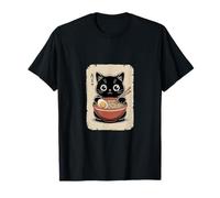 Carino Gatto Kawaii con Ramen Bowl Anime Maglietta