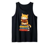 Carino Gatto Lettura Libri Amante Animale Lettore Stile Bookworm Canotta