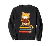 Carino Gatto Lettura Libri Amante Animale Lettore Stile Bookworm Felpa