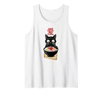 Carino Gatto Nero Mangia Giapponese Ramen Amore Canotta