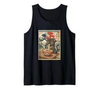 Carino Gatto Nero Ramen Ukiyo-e Wave Art Monte Fuji Giappone Canotta