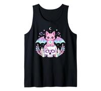 Carino Gatto Pastello Gotico Pipistrello Teschio Kawaii Raccapricciante Kitty Scheletro Canotta