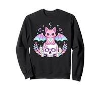 Carino Gatto Pastello Gotico Pipistrello Teschio Kawaii Raccapricciante Kitty Scheletro Felpa