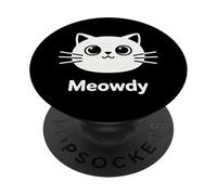Carino gatto saluto pun, minimale miao ciao linea illustrazione PopSockets PopGrip Adesivo