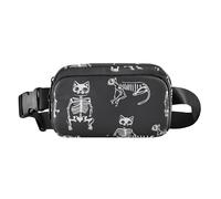 Carino gatto scheletro osso carino marsupio marsupio per donna uomo impermeabile con cinturino regolabile per viaggi corsa escursionismo bolsa para hombre de cintura, simpatico gatto scheletro osso,