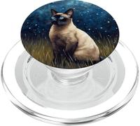 Carino gatto siamese in un cielo stellato notte pittura PopSockets PopGrip per MagSafe