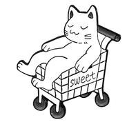 Carino gatto smalto pin: Nero Bianco Gatto Abbraccia Spilla, Klein, Metallo non prezioso