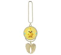 Carino giallo pollo auto appeso ornamento specchietto retrovisore ciondolo regali fortunati ornamento appeso divertente ciondolo auto per ufficio decorazione casa auto stile dorato