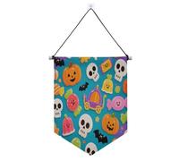 Carino Giallo Zucca Cranio per Halloween appeso tessuto banner con asta telescopica banner partito decorazione esterna per Festival & giorno speciale suministros para fiesta de a?o nuevo