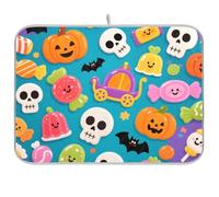 Carino Giallo Zucca Cranio per Halloween Cucina controsoffitto stuoia Stuoia Piatto grande Stuoia di essiccazione 18 x 24