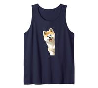 Carino giapponese Akita Inu Sbirciando Intorno Corner, Amanti Del Cane Canotta