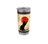 Carino giapponese gatto farfalla Zen Ukiyo-e Anime Otaku Bicchiere termico in acciaio inox doppia parete