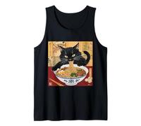 Carino giapponese gatto nero mangiare tagliatelle ramen per gli amanti dei gatti Canotta