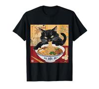 Carino giapponese gatto nero mangiare tagliatelle ramen per gli amanti dei gatti Maglietta