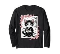 Carino Giapponese Sakura - Classico Carino Kawaii Baby Samurai Cat Maglia a Manica