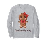Carino Gingerbread Girl Coquette Biscotto di Natale Maglia a Manica