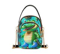 Carino Giocoso Alligatore Blu Borsa A Spalla Donna Colorata Borse Del Telefono Con Tracolla A Catena Trapuntato Cerniera Bombetta Tote Signore Satch
