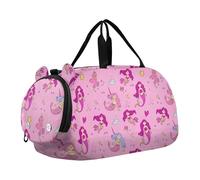 Carino Giocoso Pinguini Verdi Viaggio Duffle Bags Ragazze Tote Pernottamento Weekender Duffel Bambini Duffle Bag Ragazzi Carry on Duffel Bag, Sirene Rosa Unicorni, classico