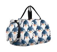 Carino Giocoso Pinguini Verdi Viaggio Duffle Bags Ragazze Tote Pernottamento Weekender Duffel Bambini Duffle Bag Ragazzi Carry on Duffel Bag, Simpatici pinguini giocosi, classico