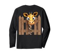Carino Giraffa Guardando Attraverso Un Recinto Grandi Occhi Zoo Animale Maglia a Manica