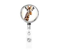 Carino giraffa porta badge retrattile con portachiavi clip per badge divertenti bobine di badge in metallo resistente per infermieri ufficio insegnante