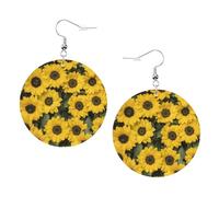 Carino Girasole Cuoio Rotondo Orecchini Colore San Valentino Festival Attività Moda Donna, Misura unica, Pelle sintetica