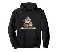 Carino Gorilla Mamma e Baby Primate Amore Felpa con Cappuccio