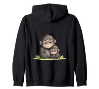 Carino Gorilla Mamma e Baby Primate Amore Felpa con Cappuccio