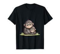 Carino Gorilla Mamma e Baby Primate Amore Maglietta