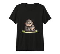 Carino Gorilla Mamma e Baby Primate Amore Maglietta Premium