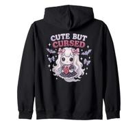 Carino Goth Ghost Girl con archi e pipistrelli Spooky Pastel Hall Felpa con Cappuccio
