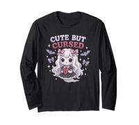 Carino Goth Ghost Girl con archi e pipistrelli Spooky Pastel Hall Maglia a Manica