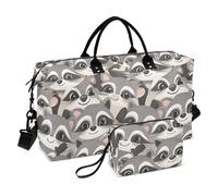Carino Grigio Raccoon Decorativo Grande Carry On Aeroporto Bag Gym Tote Bag con Cinghia Regolabile per Trekking Impermeabile Bolsa de para Hombre