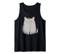Carino Grigio Sorridente Kitty Cat Canotta