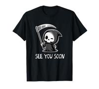 Carino Grim Reaper See You Soon Grafica Maglietta