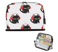 Carino Grumpy Gatti Neri Divertente Matita Sacchetto di Stoccaggio Grandi Sacchetti di Matita Della Chiusura Lampo Ragazze Classroom Penna Sacchetto Colorato Adulti Bambini Rientro a