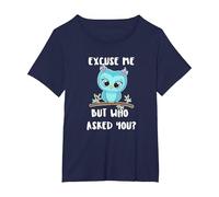 Carino Gufo Scusami ma Chi Te Lo ha chiesto? Maglietta, Donna Plus-Size, Navy, 3X
