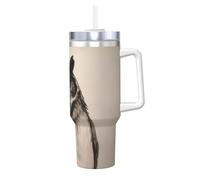Carino gufo stampa 1,18 once Ice Bully con manico cannuccia tazza isolata sottovuoto - Thermos bottiglia per bevande calde e fredde