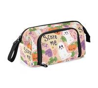 Carino Halloween a tema Cartoon Seamless Pattern Pencil poucheses Grande Capacità Zip Astuccio Multifunzionale per le Donne High School bolsas para guardar lapices