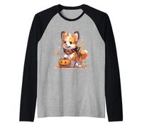 Carino Halloween Corgi Cane Zucca Costume Corgi Halloween Maglia con Maniche Raglan