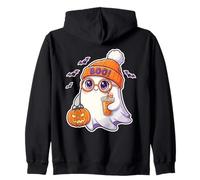Carino Halloween Fantasma Zucca Latte Boo Beanie Retro Cartoon Felpa con Cappuccio