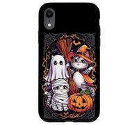 Carino Halloween Gatti Trio Fantasma Strega Mummia Zucca Costume Custodia per iPhone XR