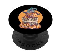 Carino Halloween gattino gatto, cappello streghe gatto, zucche autunnali PopSockets PopGrip Adesivo