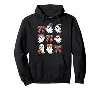 Carino Halloween Ghost Faces Zucca Bow Kawaii Dolcetto o Scherzetto Felpa con Cappuccio